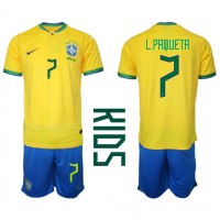 Brazil Lucas Paqueta #7 Replica Home Minikit World Cup 2022 Short Sleeve (+ pants)